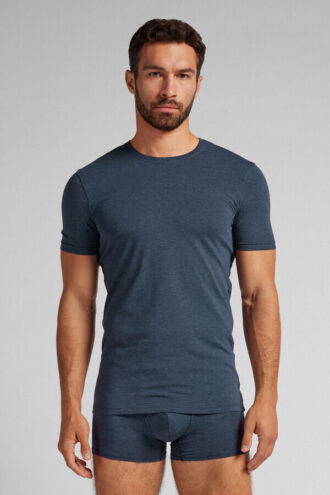 T-shirt em algodão superior elástico