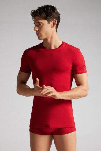 T-shirt em algodão superior elástico T-shirt em algodão superior elástico