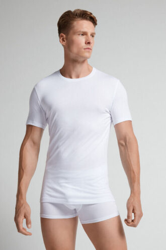 T-shirt em algodão superior elástico T-shirt em algodão superior elástico