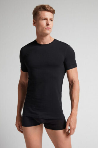 T-shirt em algodão superior elástico T-shirt em algodão superior elástico