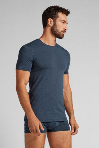 T-shirt em algodão superior elástico