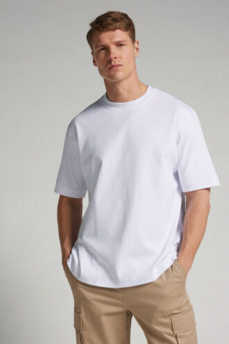 T-shirt oversized em algodão interlock