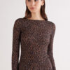 Top de manga comprida com estampado leopardo em modal ultraleve com caxemira Top de manga comprida com estampado leopardo em modal ultraleve com caxemira