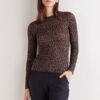 Top de manga comprida com estampado leopardo em modal ultraleve com caxemira Top de manga comprida com estampado leopardo em modal ultraleve com caxemira