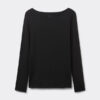 Top de manga comprida com gola barco em micromodal Top de manga comprida com gola barco em micromodal