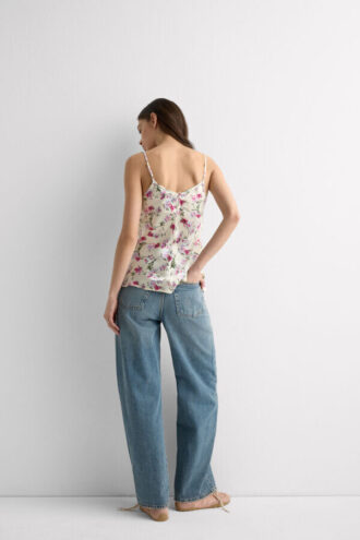 Top de seda com estampado Pretty Flowers